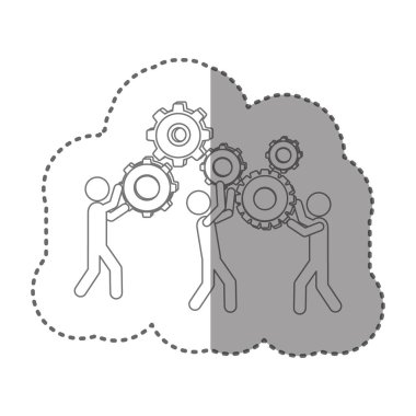 insanlar ve endüstri etiket siluet piktogram ilerleme