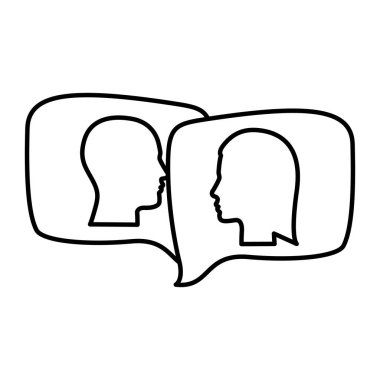 erkek ve kadın arasındaki diyalog ile siluet kabartma dikdörtgen konuşma