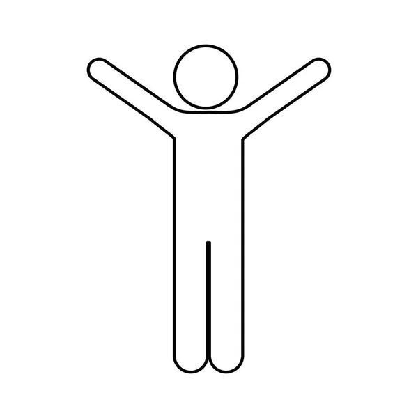 Pictogramme silhouette mâle à bras ouverts — Image vectorielle