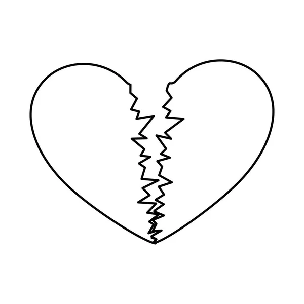 Schets silhouet gebroken hart pictogram plat — Stockvector