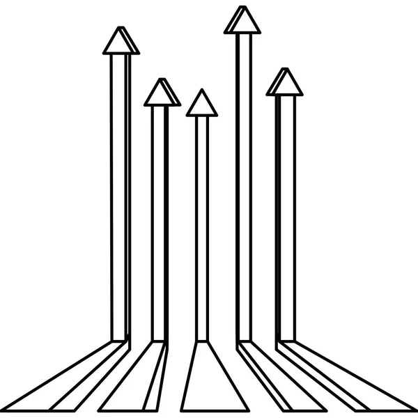 Silhouettenstreifen mit Pfeilspitzen-Symbol skizzieren — Stockvektor