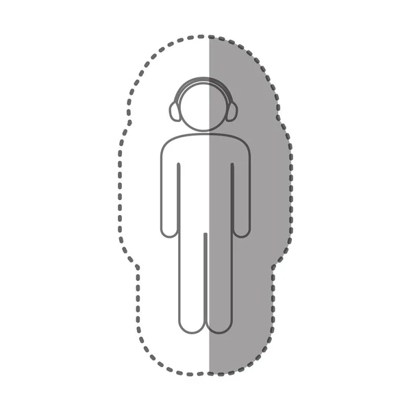 Αυτοκόλλητο σιλουέτα εικονόγραμμα αρσενικό με ακουστικά — Διανυσματικό Αρχείο