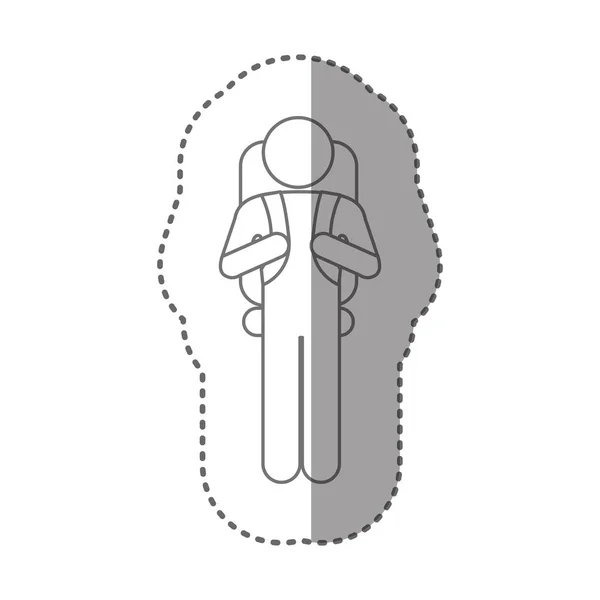Αυτοκόλλητο σιλουέτα εικονόγραμμα αρσενικό με αλεξίπτωτο — Διανυσματικό Αρχείο