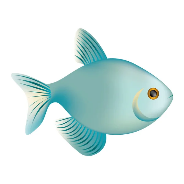 Renkli gerçekçi balık suda yaşayan hayvan simgesi — Stok Vektör