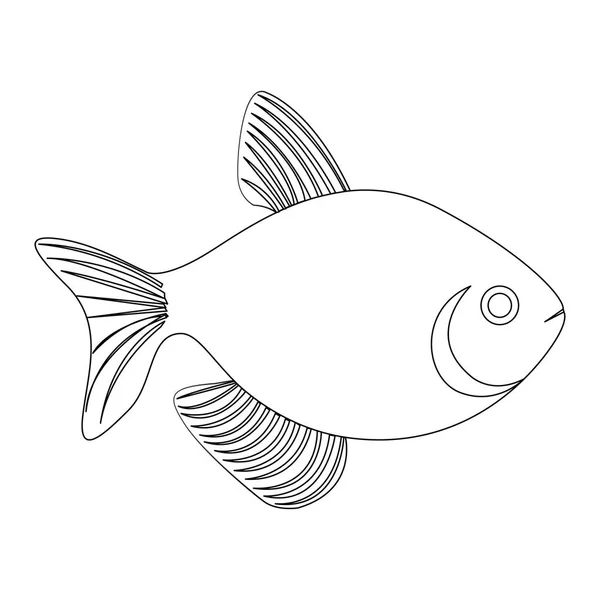 Silueta peces animal acuático icono plano — Vector de stock