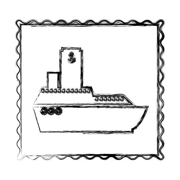 Размытый контурный каркас судна и фон пунктирный — стоковый вектор