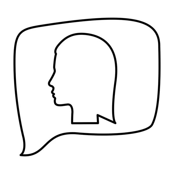 Silhouette Relief rechteckige Rede mit Silhouette weiblichen Kopf — Stockvektor
