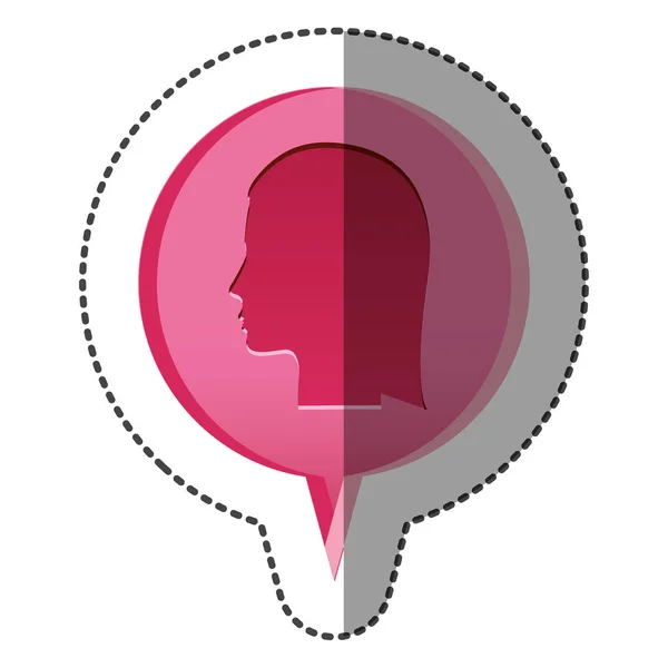 Matrica színes megkönnyebbülés körkörös beszéd silhouette női fej — Stock Vector
