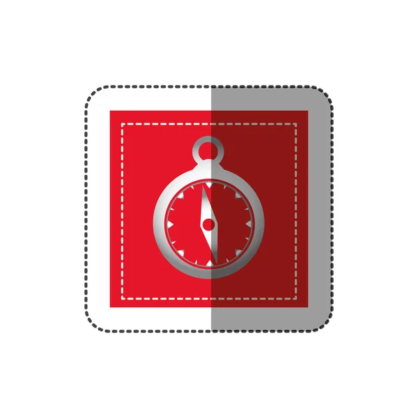 Klistermärke Röda torget form ram med kompass — Stock vektor