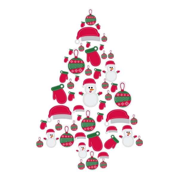 Patrón colorido de siluetas de Navidad en forma de árbol de Navidad — Vector de stock