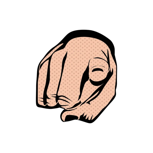 Silhouette Hautfarbe Hand zeigt nach vorne — Stockvektor