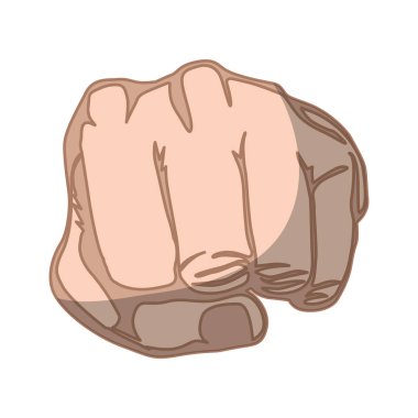 siluet gölge ve deri rengi sol açık yumruk ile