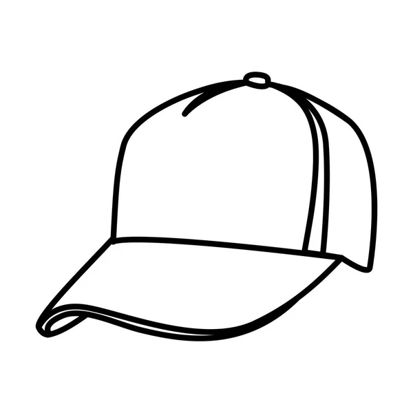 Contorno monocromo de la gorra de béisbol — Vector de stock