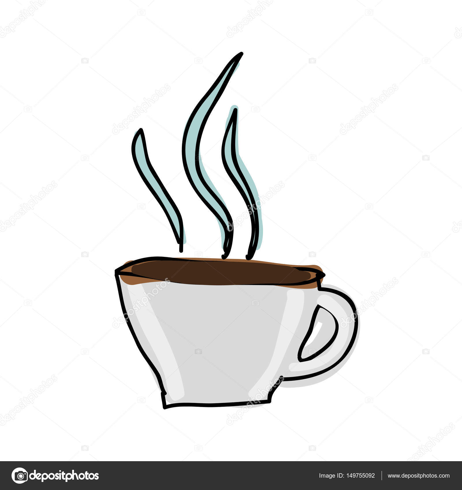 Silhouette Color Hand Drawn Of Hot Coffee Cup Stock Vector Silhouette Color Hand Drawn Of Hot Coffee Cup Stock Vector