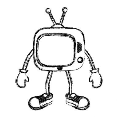 elleri ve ayakları ile antika tv aygıt bulanık silüeti