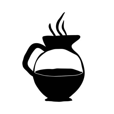 siyah siluet elle kulplu kahve cam sürahi ile çizilmiş