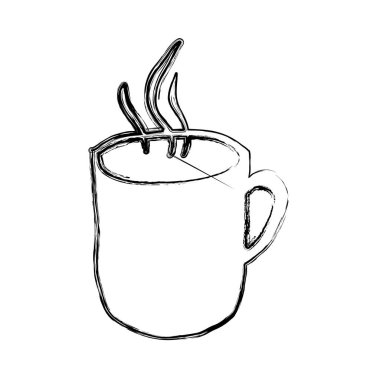 tek renkli kroki el sıcak kahve kupa ile çekilmiş