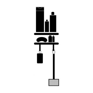 güzellik ürünleri, banyo ile raf tek renkli silüeti