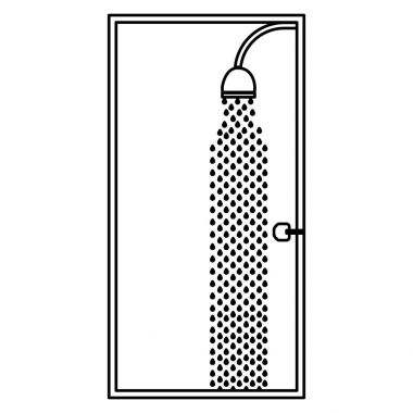 tek renkli kontur açık duşlu banyo