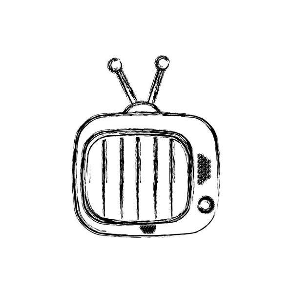 Размытый силуэт иконки антикварного телевизора — стоковый вектор