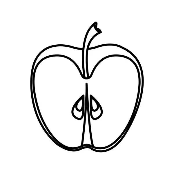 Силуэт ломтик яблока икона фруктов — стоковый вектор