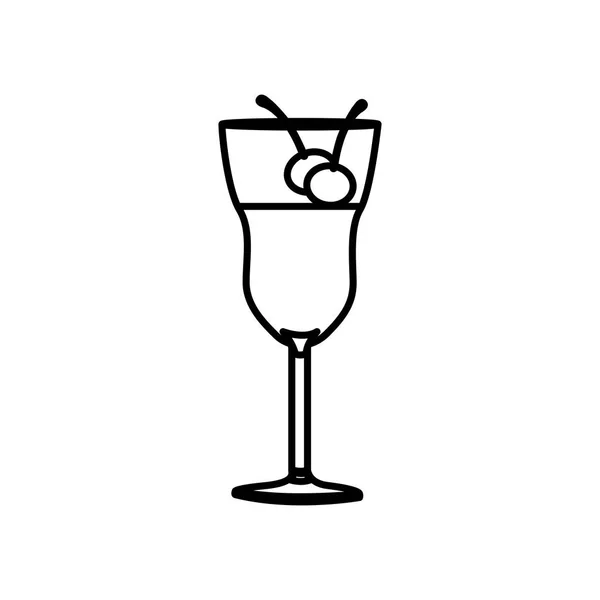 Copo de cocktail de bebida silhueta com cerejas —  Vetores de Stock