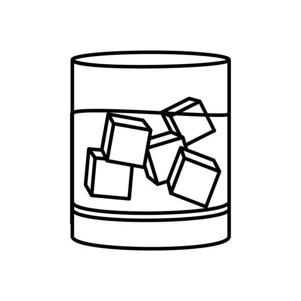 Silhouet whiskey drinken cocktailglas met ijsblokjes — Stockvector