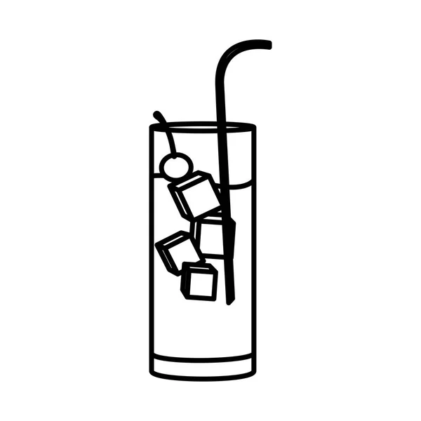 Silhouette acqua freschezza bere bicchiere da cocktail con ciliegia — Vettoriale Stock