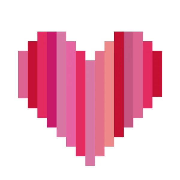 Forma do coração com coloridas linhas verticais pixel — Vetor de Stock