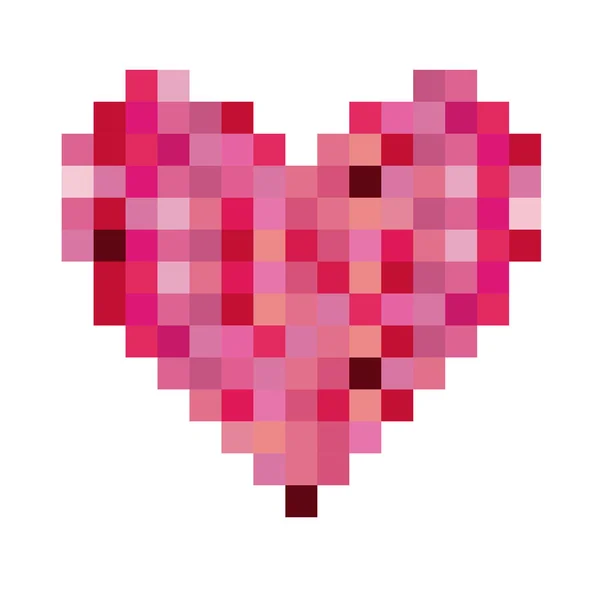 Красочный пиксельный дизайн в форме сердца — стоковый вектор