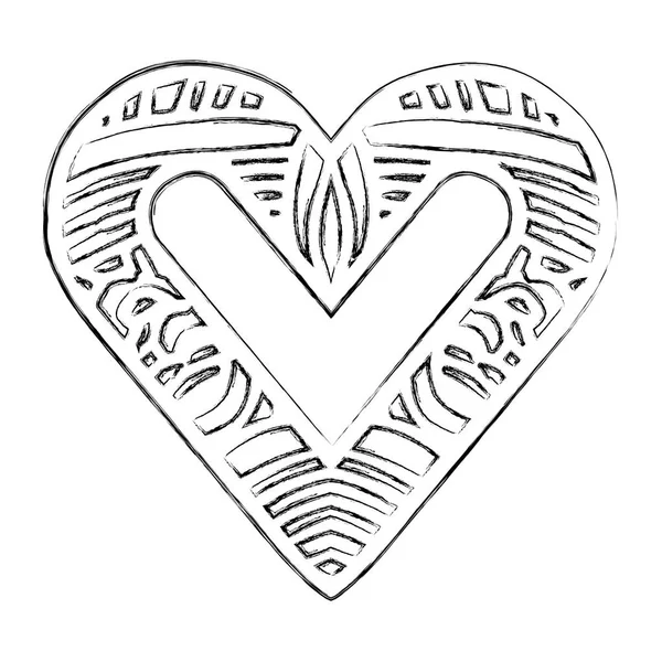 Розмитий силует абстрактна форма серця з візерунком ліній — стоковий вектор