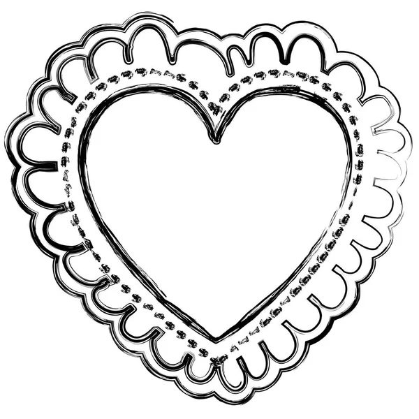 Размытый силуэт декоративная рамка в форме сердца с пунктиром вокруг — стоковый вектор