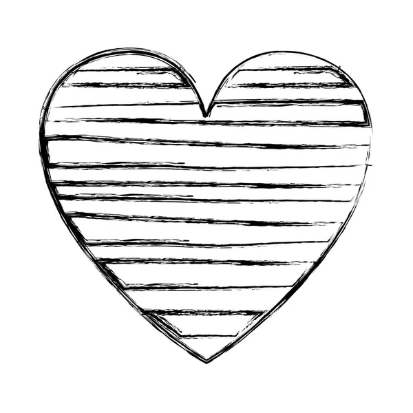 Wazig silhouet hart met horizontale lijnen aan de binnenkant — Stockvector