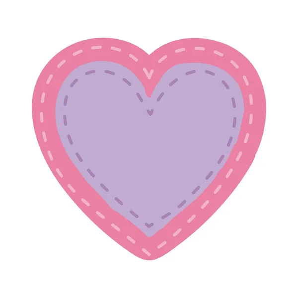 Color rosa forma de corazón marco decorativo con fondo lila en el interior — Vector de stock
