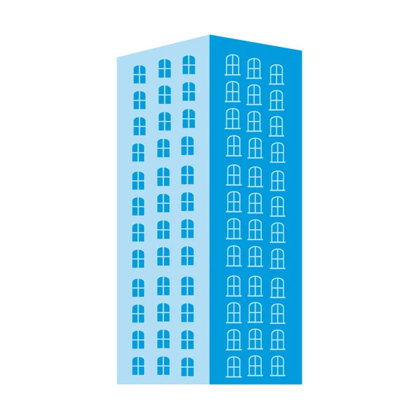타워 아파트 건물 실루엣 파란 색깔 — 스톡 벡터