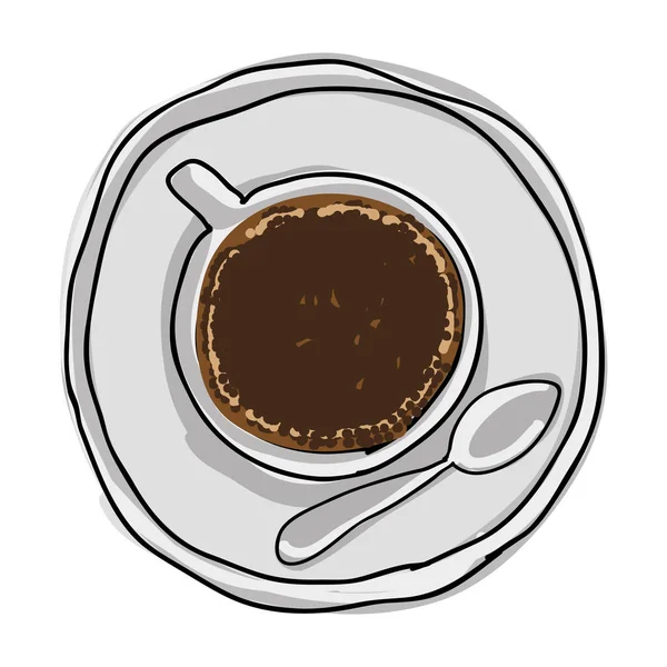 轮廓颜色手绘的咖啡杯子顶视图 — 图库矢量图片