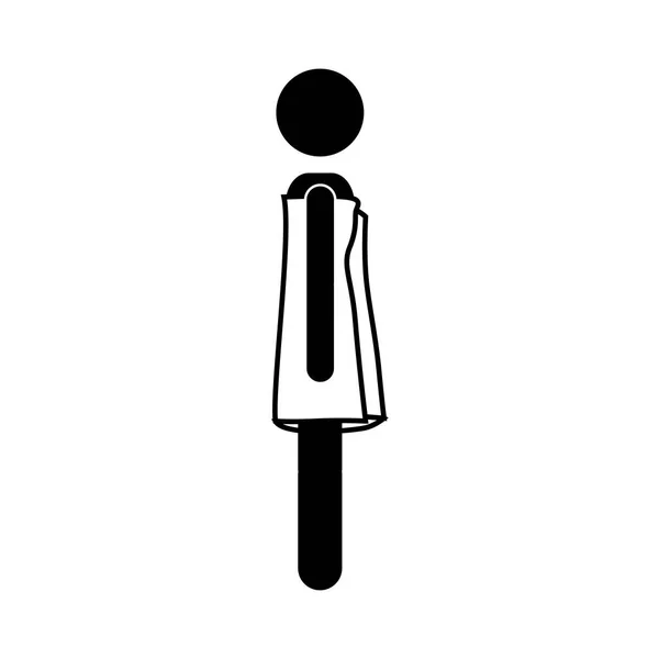 Monochromes Piktogramm einer Frau mit einem mit Handtuch bedeckten Körper in der Seitenansicht — Stockvektor