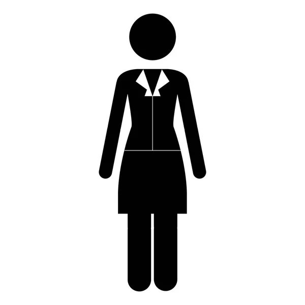 Monochrome pictogram of business woman in dress — Stock Vector