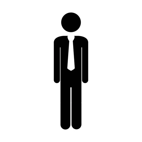 Monochrome pictogram of man with tie — Stock Vector