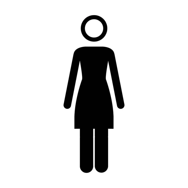 Pictograma monocromático de silhueta de mulher — Vetor de Stock