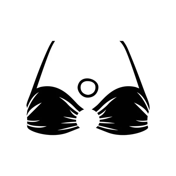 女性泳装胸罩的单色剪影 — 图库矢量图片