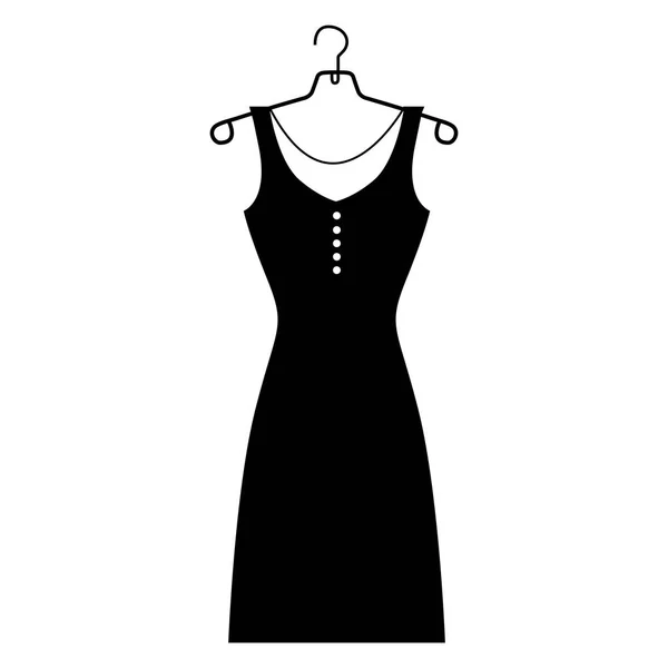 Svartvit siluett av kvinnliga klänning i hängare — Stock vektor