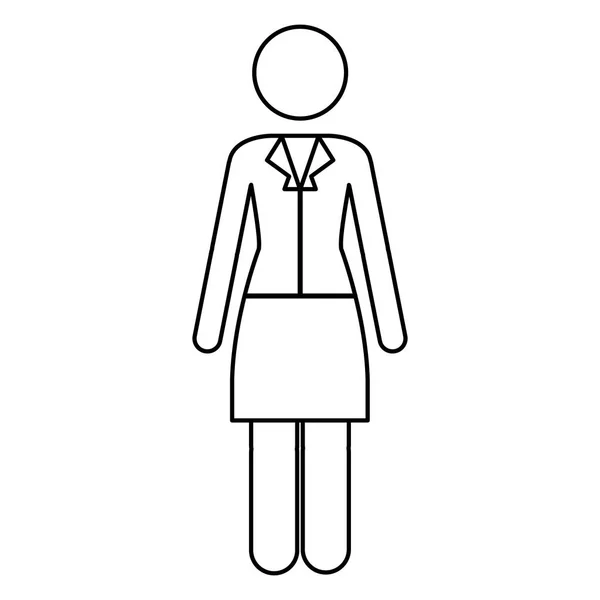 Monochrome contour pictogram of business woman in dress — Stock Vector