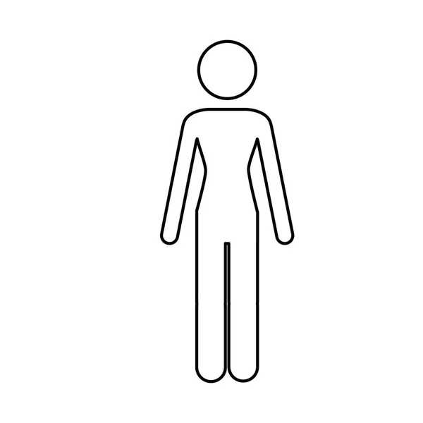 Pittogramma di contorno monocromatico della silhouette umana — Vettoriale Stock