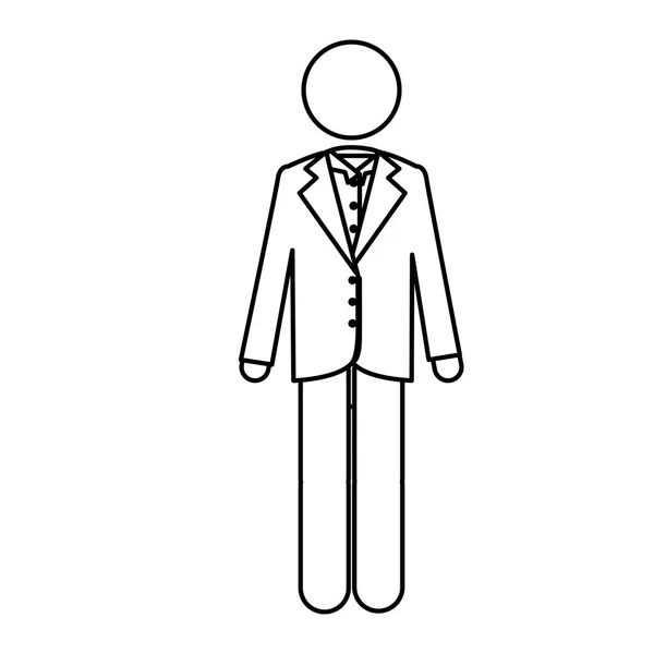Tek renkli kontur piktogram resmi elbiseli adam — Stok Vektör