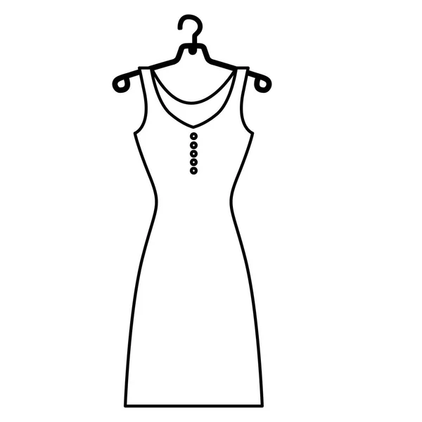 Monochromatyczne kontur kobiece sukienki w wieszak — Wektor stockowy
