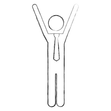 bulanık siluet piktogram adam kravat ve kol genişletilmiş