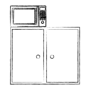 mutfak raf ve çekmeceler mikrodalga ile bulanık silüeti