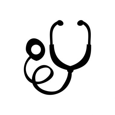 tek renkli siluet kroki stetoskop tıbbi auriculars ile