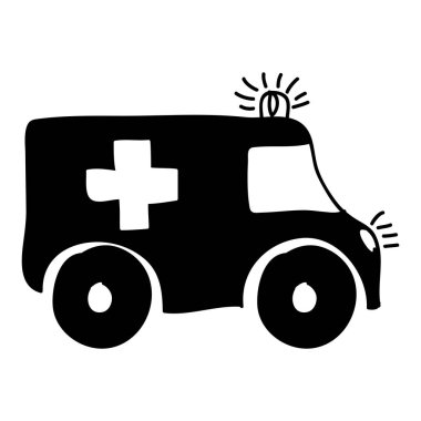 tek renkli el ambulans çizilmiş silueti
